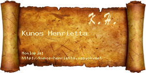 Kunos Henrietta névjegykártya
